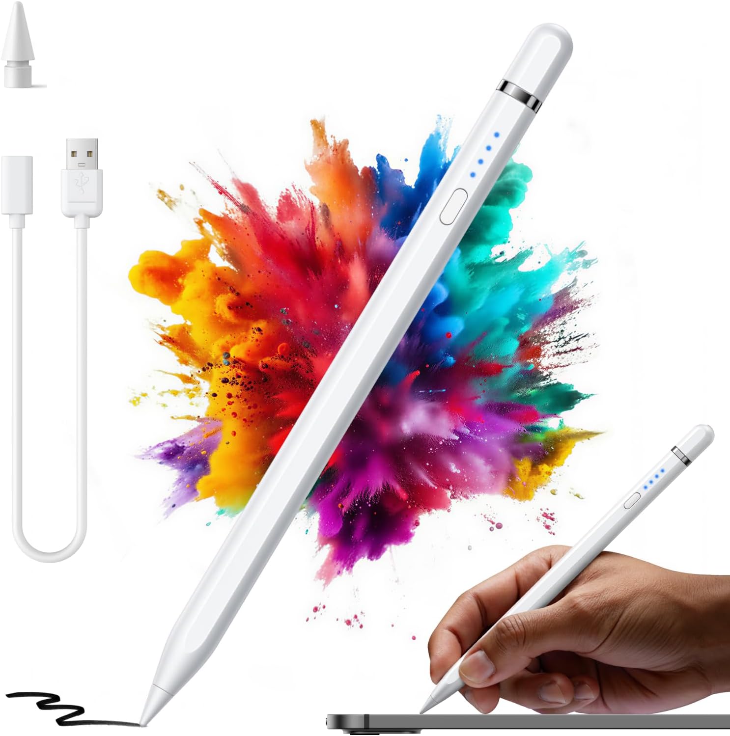 Ugreen Stylus Pen for iPad 2018-2026, 30 Mins Fast Charging Pencil with Plam Rejection & Tilt Magnetic Digital Pens for iPad 6-9/10/11, Air 3/4/5/M2/M3, Mini 5/6/7, Pro 11/12.9/M4/M5