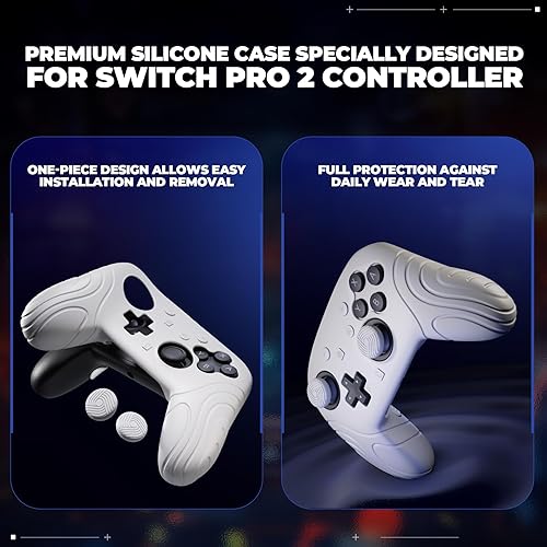 Vista 6 de playvital for Nintendo Switch 2 Pro Controller Silicone Cover – Samurai Edition Protective Skin Case for Switch 2 Pro Controller with Back Button