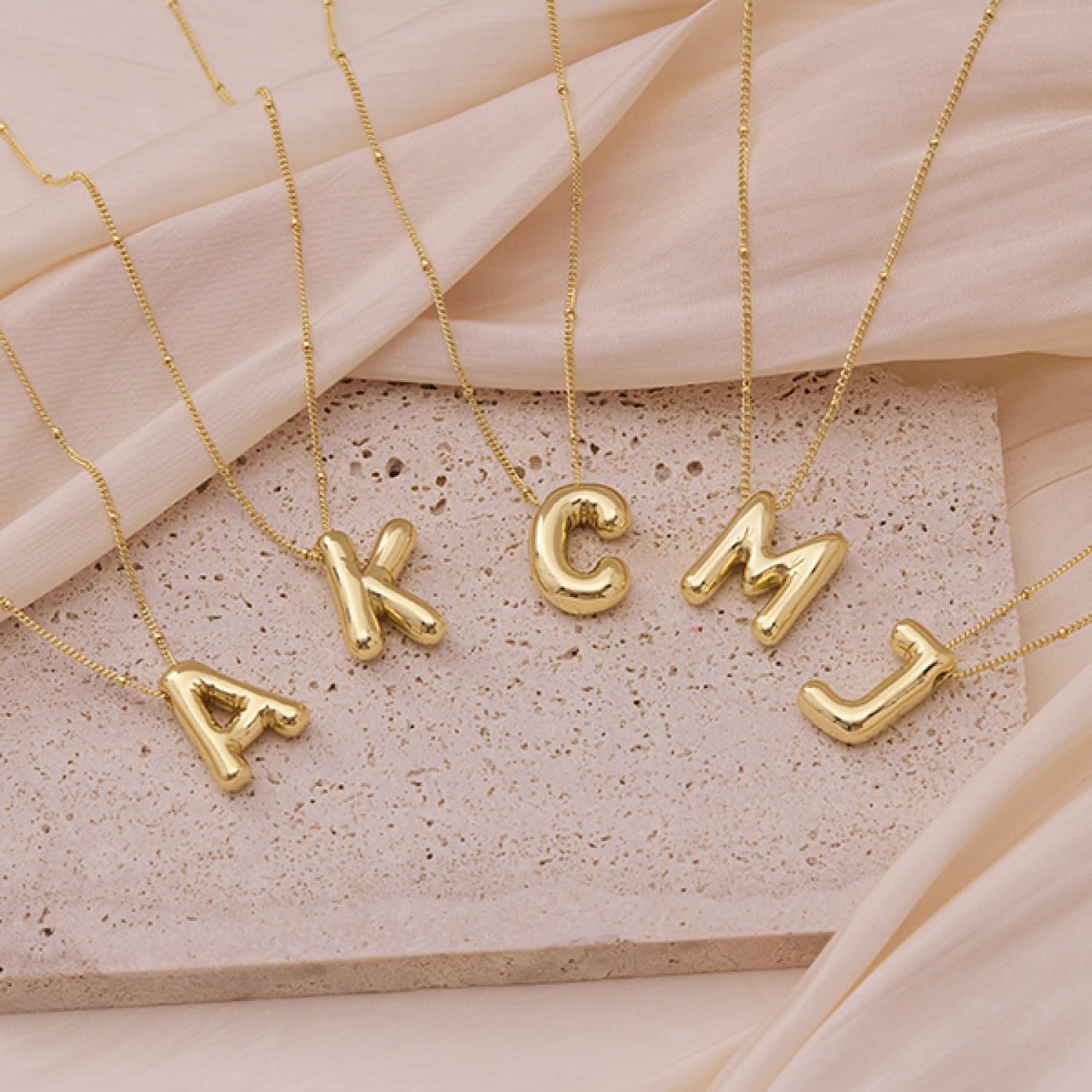 Bubble Letter Necklace Gold, 14k Gold Plated Balloon Initial Necklaces for Women Trendy, Dainty Personalized Name Initial Pendant Letter Charm Necklaces Women Trendy Stuff Gold Jewelry Christmas Gifts - Image 6