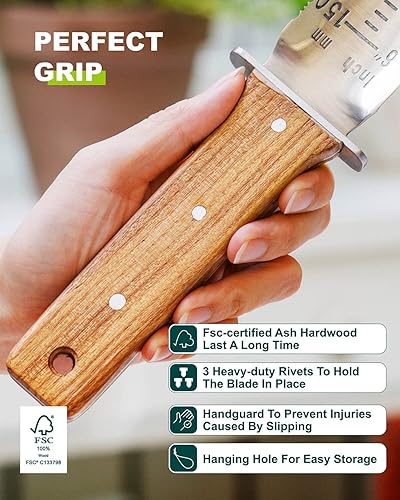 Miniatura 3 de Hori Hori - Cuchillo de paleta japonés, cuchillo de jardín con funda para excavar paisajismo, dividir plantas, plantar bulbos, excavar malezas,