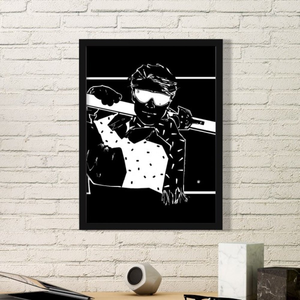 Ski illustration affiche murale pour décorer un chalet de montagne