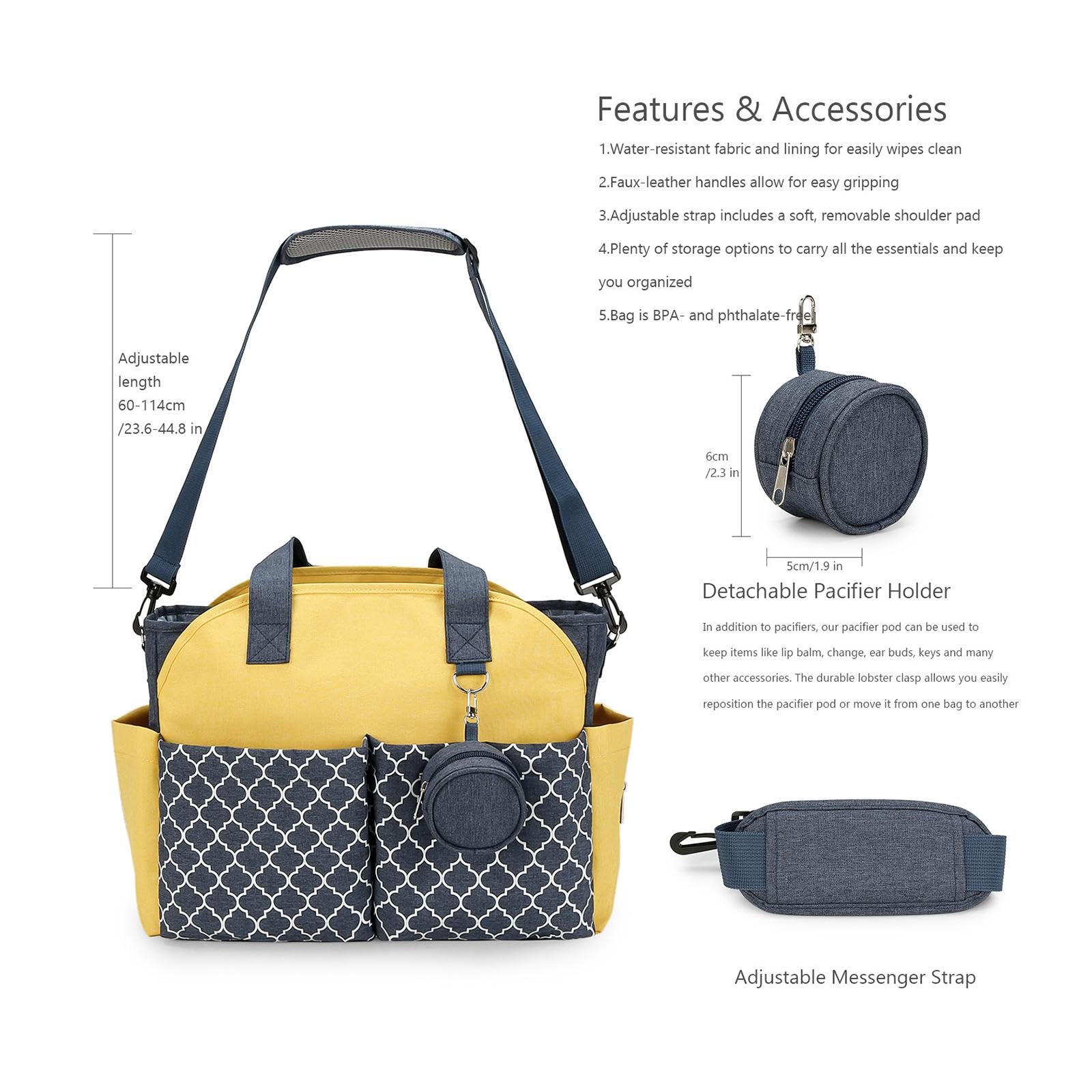 Bolsa de maternidad multifuncional para bebé, bolsa cambiadora de poliéster para mujer, ideal para lactancia, viajes y uso diario, diseño cómodo y elegante