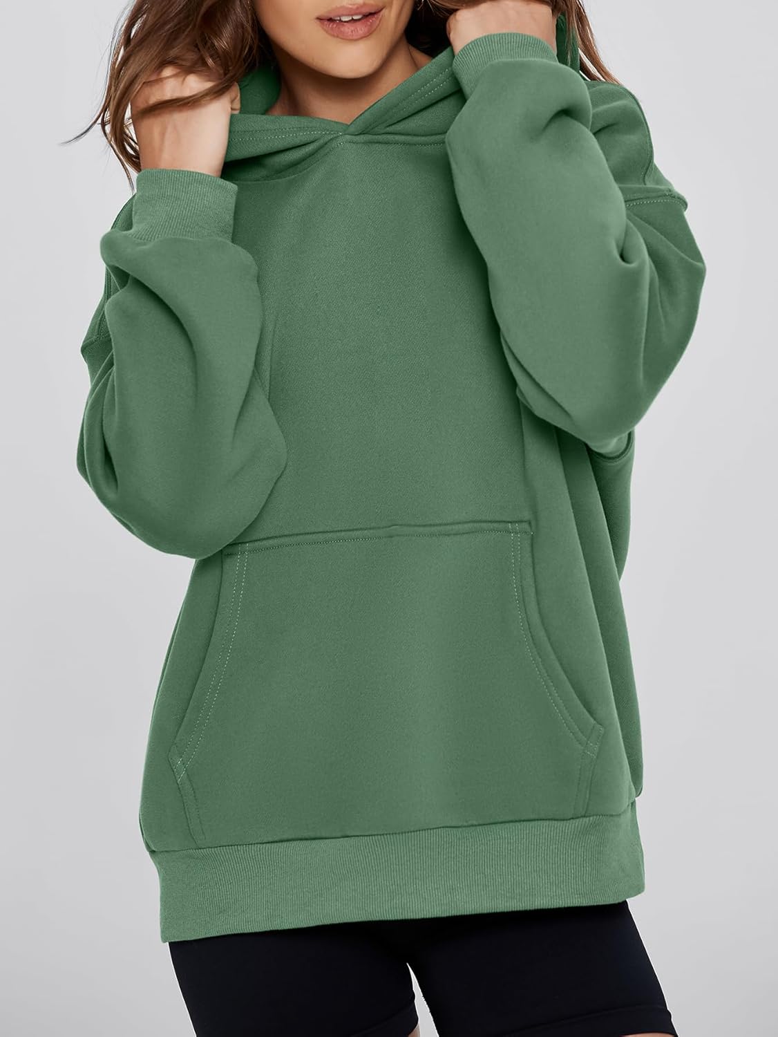 Glamaker Women's Oversized Essentials Hoodies Fleece Sweatshirts Fall Long Sleeve Sweater Pullover Hoodie With Pocket - Image 3