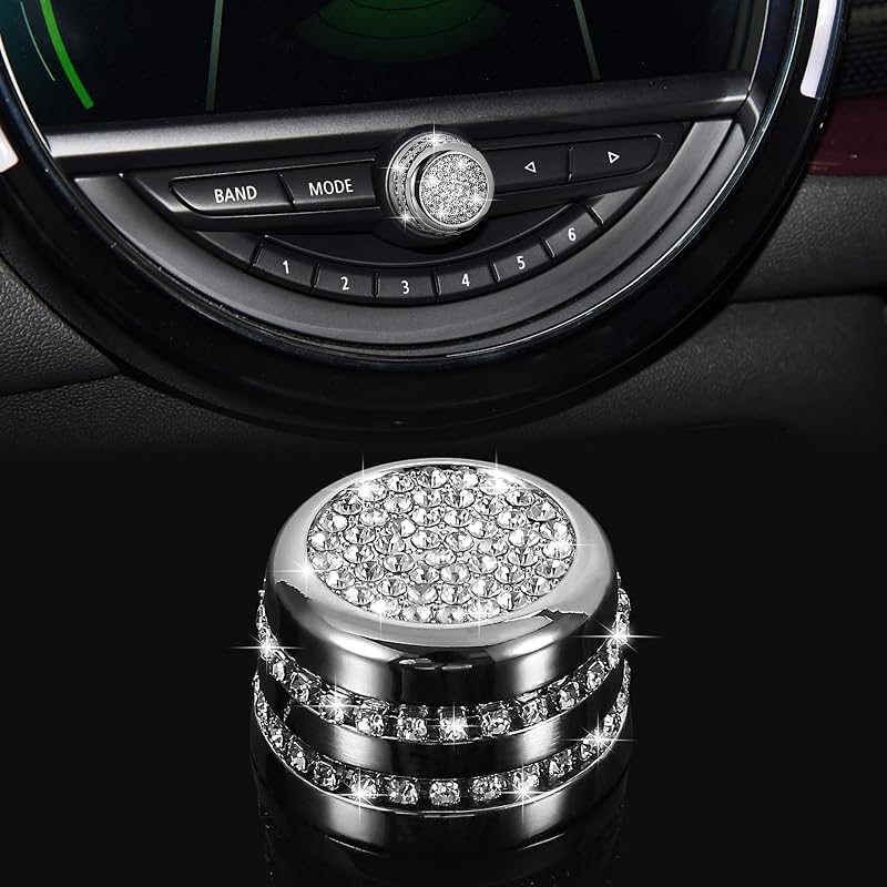 Capa de acabamento com cristais para botão de volume TOMALL compatível com Mini Cooper Clubman Countryman F54 F55 F56 F60 – 1 unidade