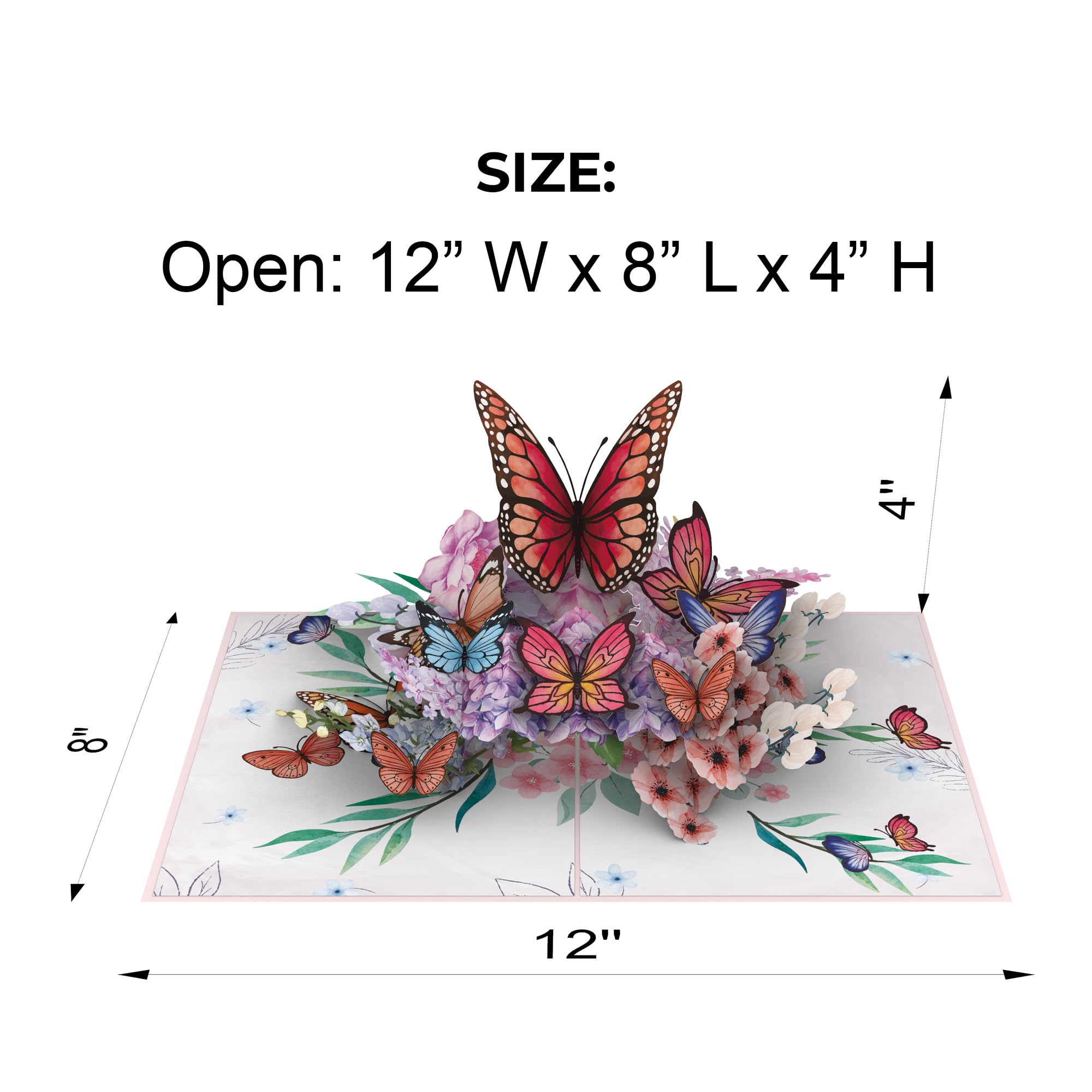 iGifts And Cards Pink Butterfly Paradise - Tarjeta de felicitación 3D desplegable de 6 x 8 pulgadas, hermoso diseño para cumpleaños, aniversarios, bodas y deseos de recuperación, ideal para mamá