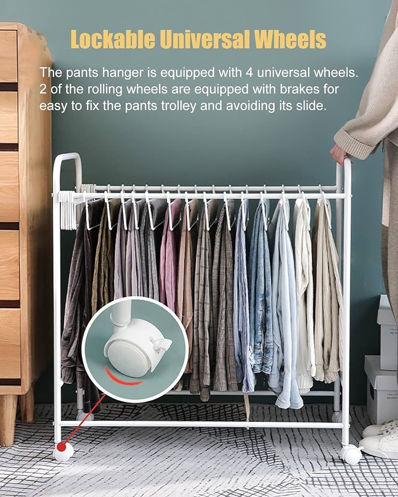 Amazon.com: Pants Trolley Hangers Rolling Storage Rolling Pant