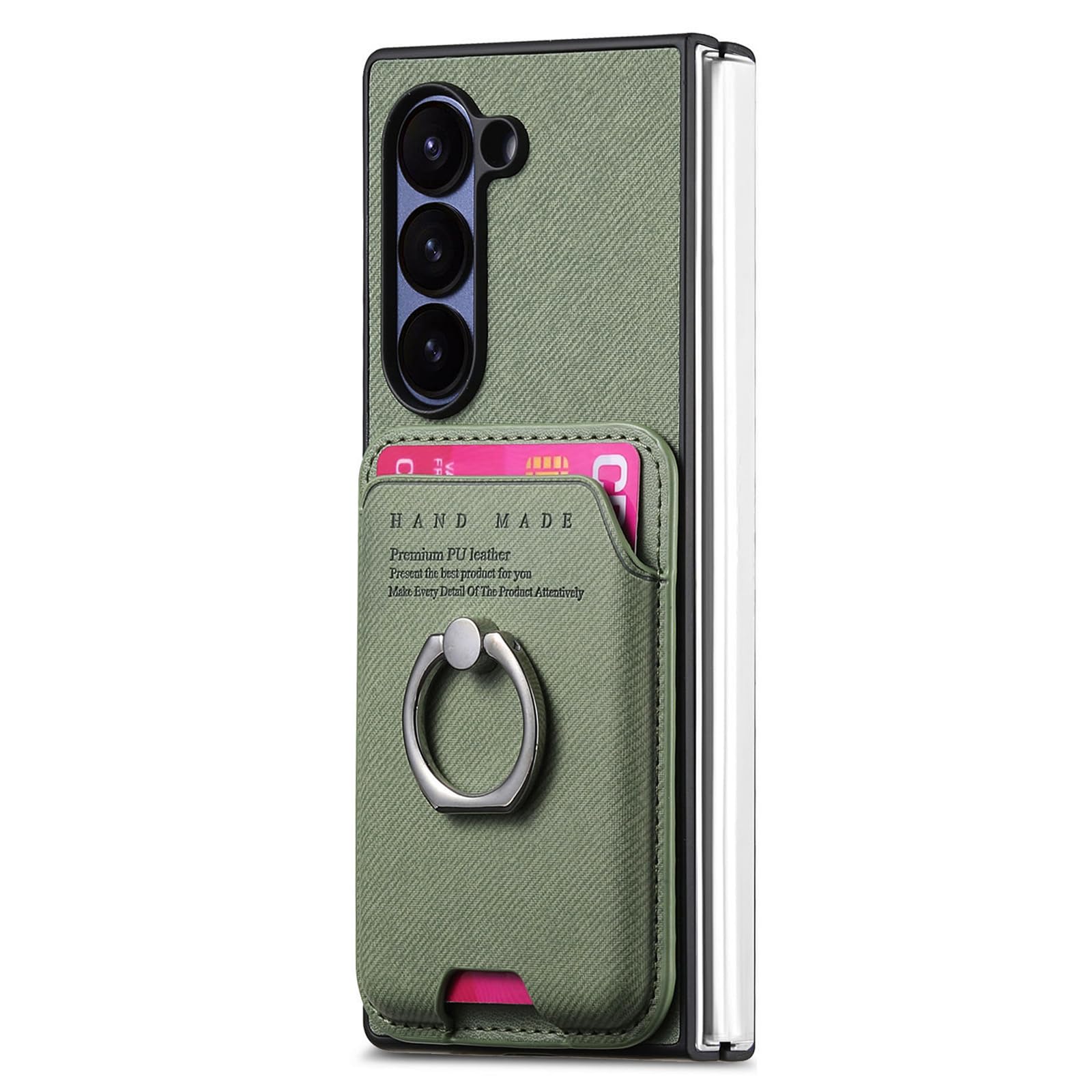 Etui magnetyczne do Samsung Galaxy Z Fold 6, zdejmowane etui portfelowe antypoślizgowe skórzane etui biznesowe z obrotową metalową podstawką, zielone, Z Fold 6
