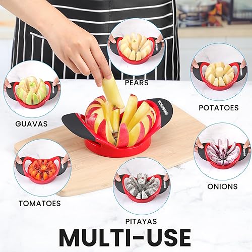 Miniatura 5 de Cortador de manzana grande de 4.72 pulgadas con 12 cuchillas, cortador profesional de manzana, descorazonador de manzana de acero inoxidable,