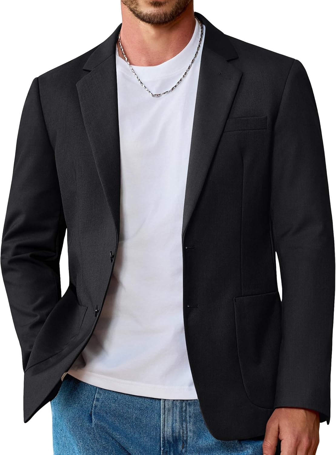 Vssjavun Mens Blazer Sport Coats Casual Lightweight Two Button Dinner Party Suit Jackets