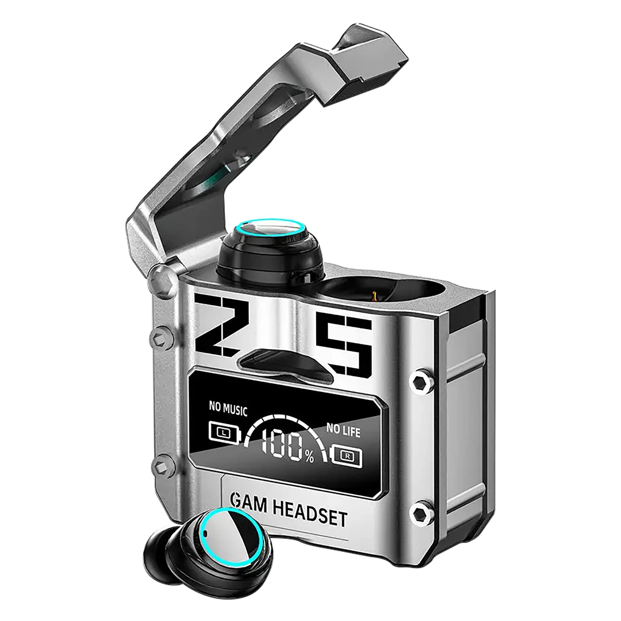 StitchGreen M25 BT5.3 Wireless Sport Earbuds with Environment Noise Cancelling, IPX7 Waterproof, Bluetooth Stereo, 4 Built-in Microphones, Premium Sound and Deep Bass (Silver)