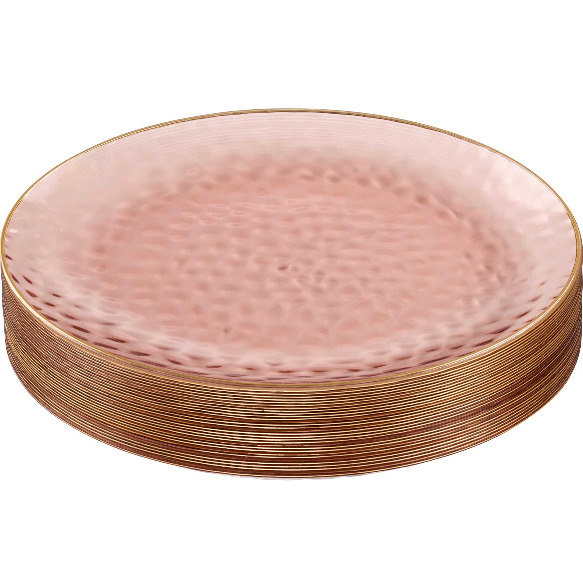 PLASTICPRO 30 Pack Hammered Plastic Plates Heavyweight Disposable Plastic Plates Elegant Clear Hammered Rim Platsic Party Dishes (Hamered Clear With Gold Rim, 7'' INCH PLATES) — view 35