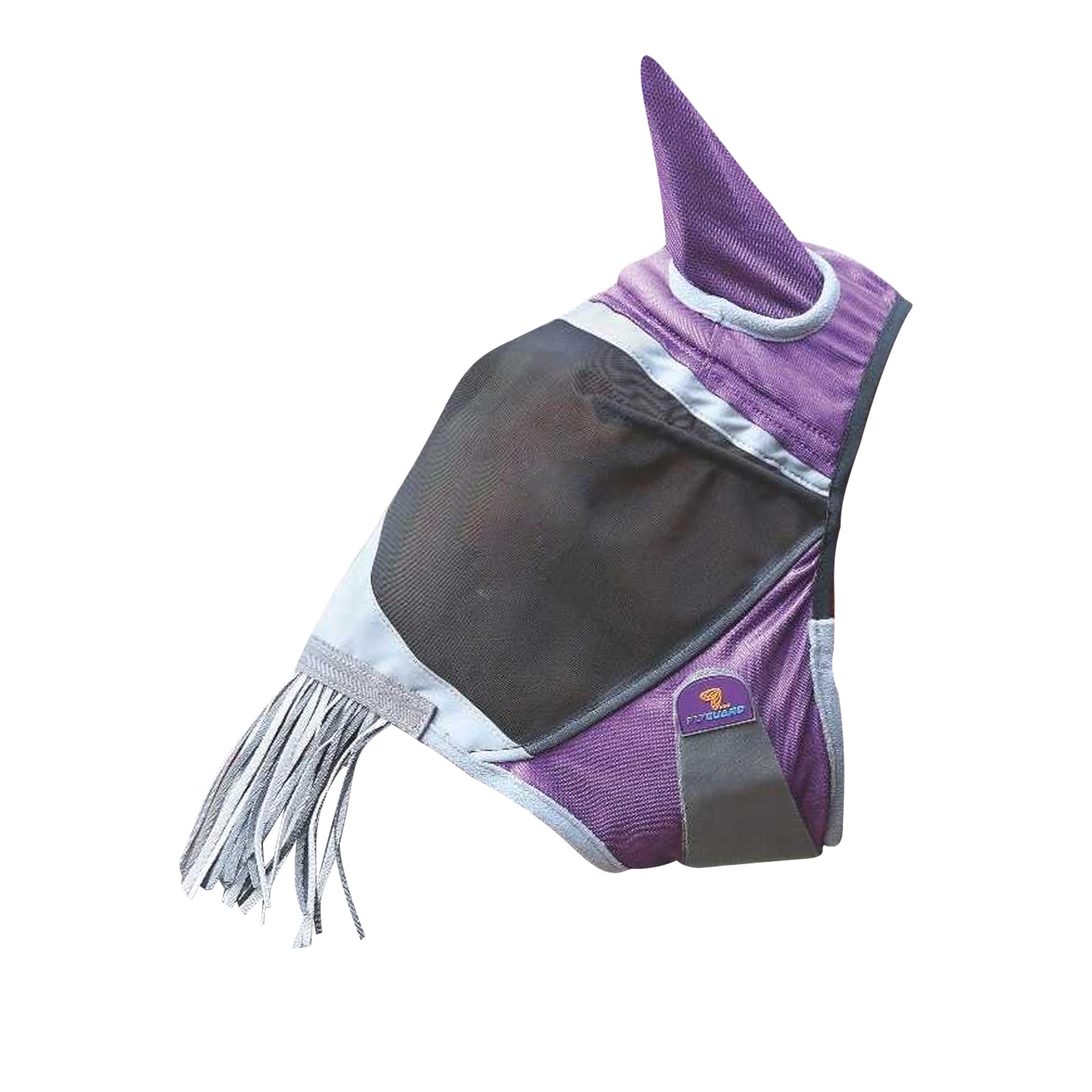 Shires Deluxe Horse/Pony Fly Mask With Nose Fringe, UV Protection (Small Pony, Purple)