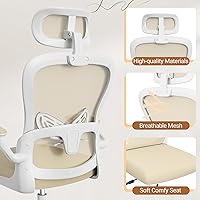 Vista 6 de Homall Silla ergonómica de oficina para computadora, silla de escritorio con reposacabezas 3D, soporte lumbar ajustable, silla de malla con respaldo