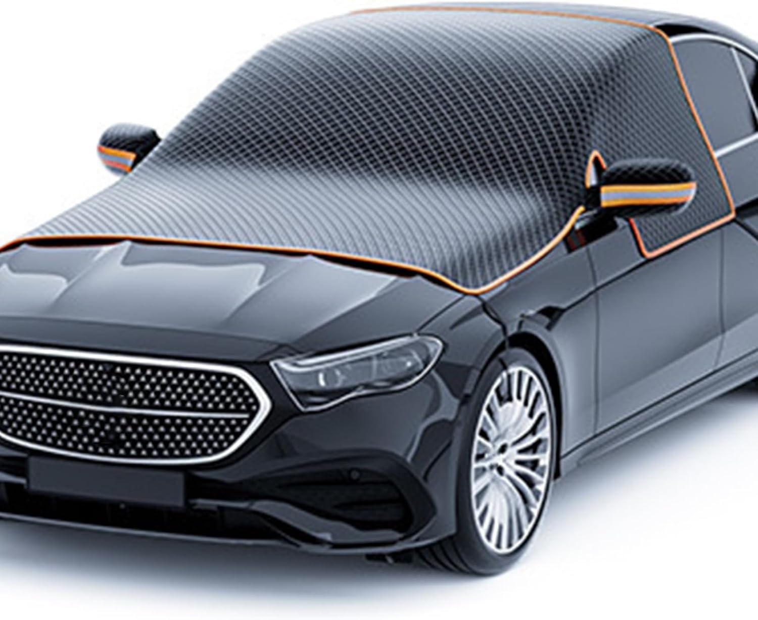 Car Windshield Snow Cover for Toyota Vanguard 2007-2013 Half Car Cover Auto Cover Magnetic Windshield Frost Cover,Black Orange