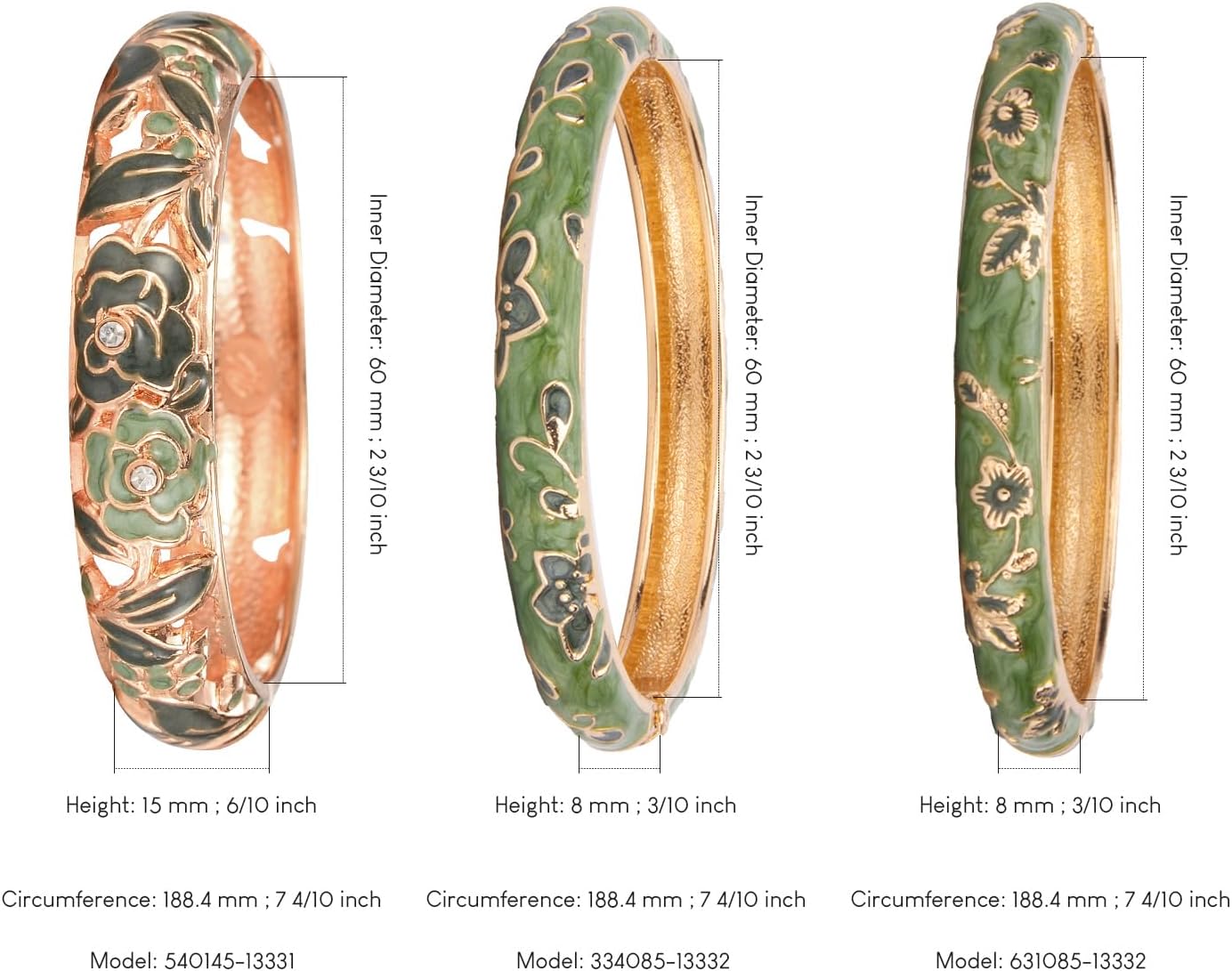 UJOY Womens Multi-Colors Cloisonne Bracelet Plated Flower Hollowed Enameled Hinged Cuff Bangles Jewelry Gift 88A10 - Image 3