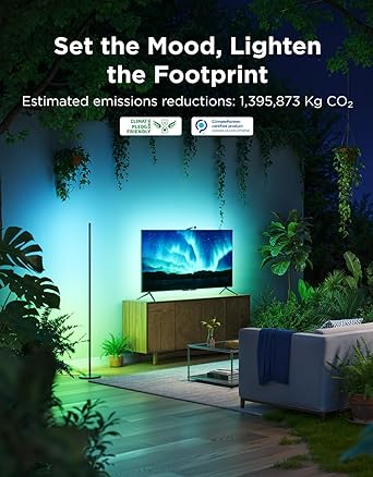 Govee RGBIC Floor Lamp Basic, 1000lm LED Corner Lamp Compatible with SmartThings, Alexa, and Matter, Modern Floor Lamp with Music Sync and 16 Million DIY Colors, Standing Lamp for Bedroom Living Room