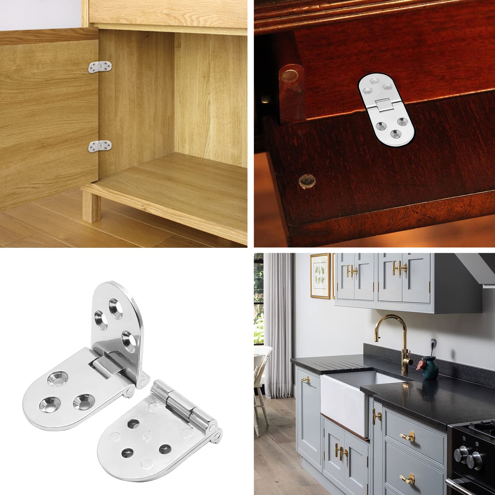 Piutouyar 4Pcs Butler Tray Hinge Silver, Heavy Duty Folding Flip Top Hinge — Amazon image 6
