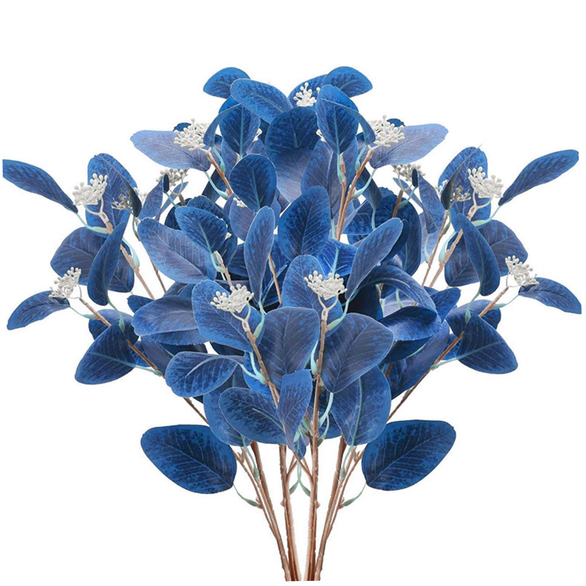 Ameble 54Cm 6Pcs Blue Eucalyptus Stems Artificial Eucalyptus Stems With Silvery Blue Leaves And Berries 21" Faux Greenery Branches For Vase Wedding Home Decor