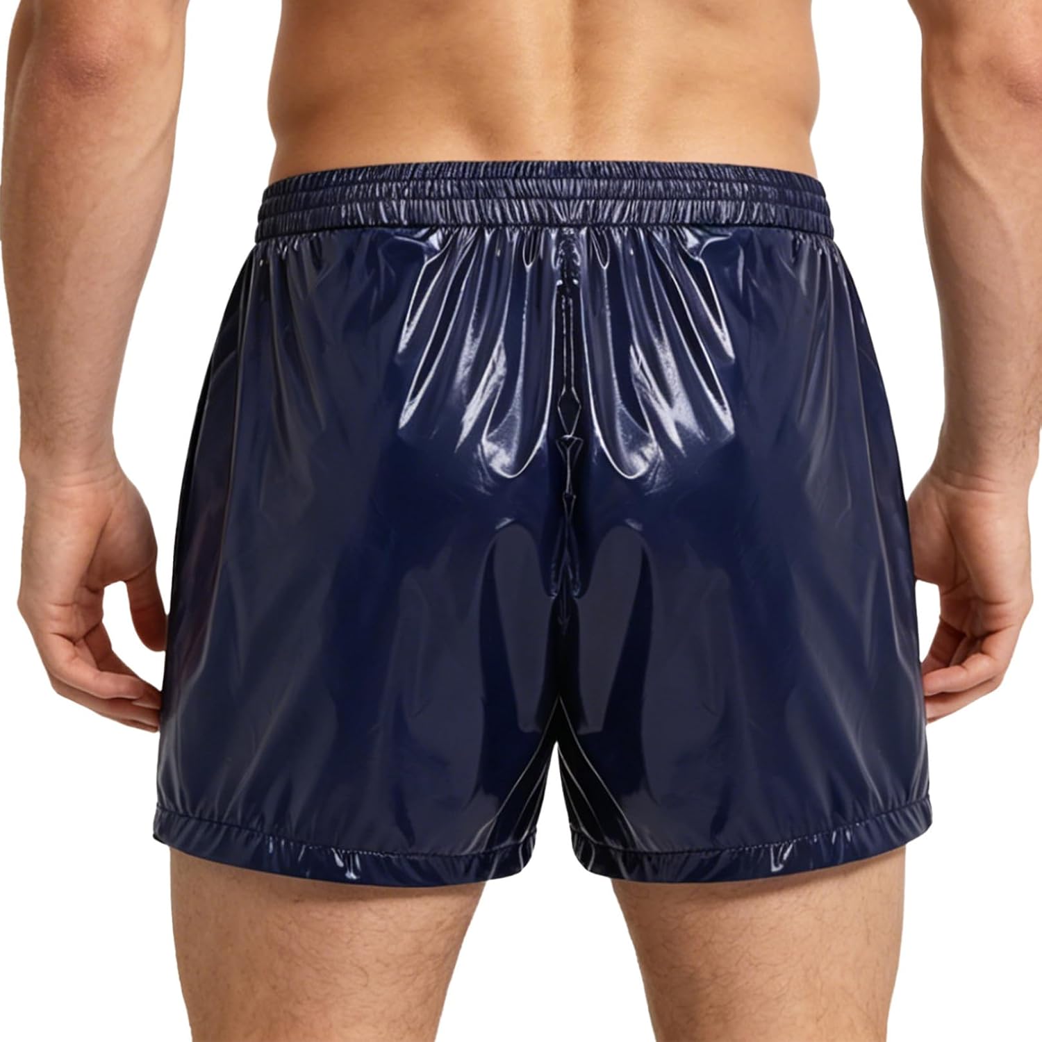 ranrann Mens Plastic Loungewear Knee Leg Hip Surgical Loose Trunks Underpants Beach Surfing Tear Away Shorts