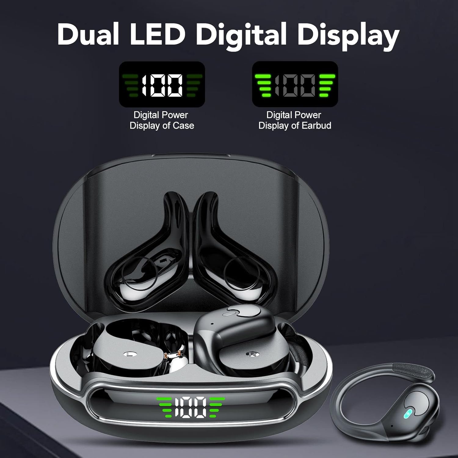 IKT BX30 Charging Case with Dual LED Digital Display showing battery levels