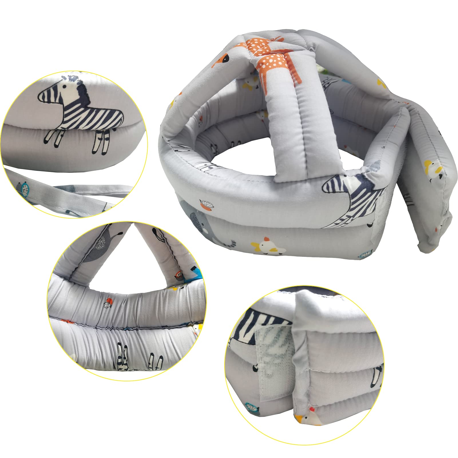 IULONEE Casco protettivo per bambino in cotone con protezione per la testa, cappello protettivo per bambini, casco protettivo regolabile (Grigio)