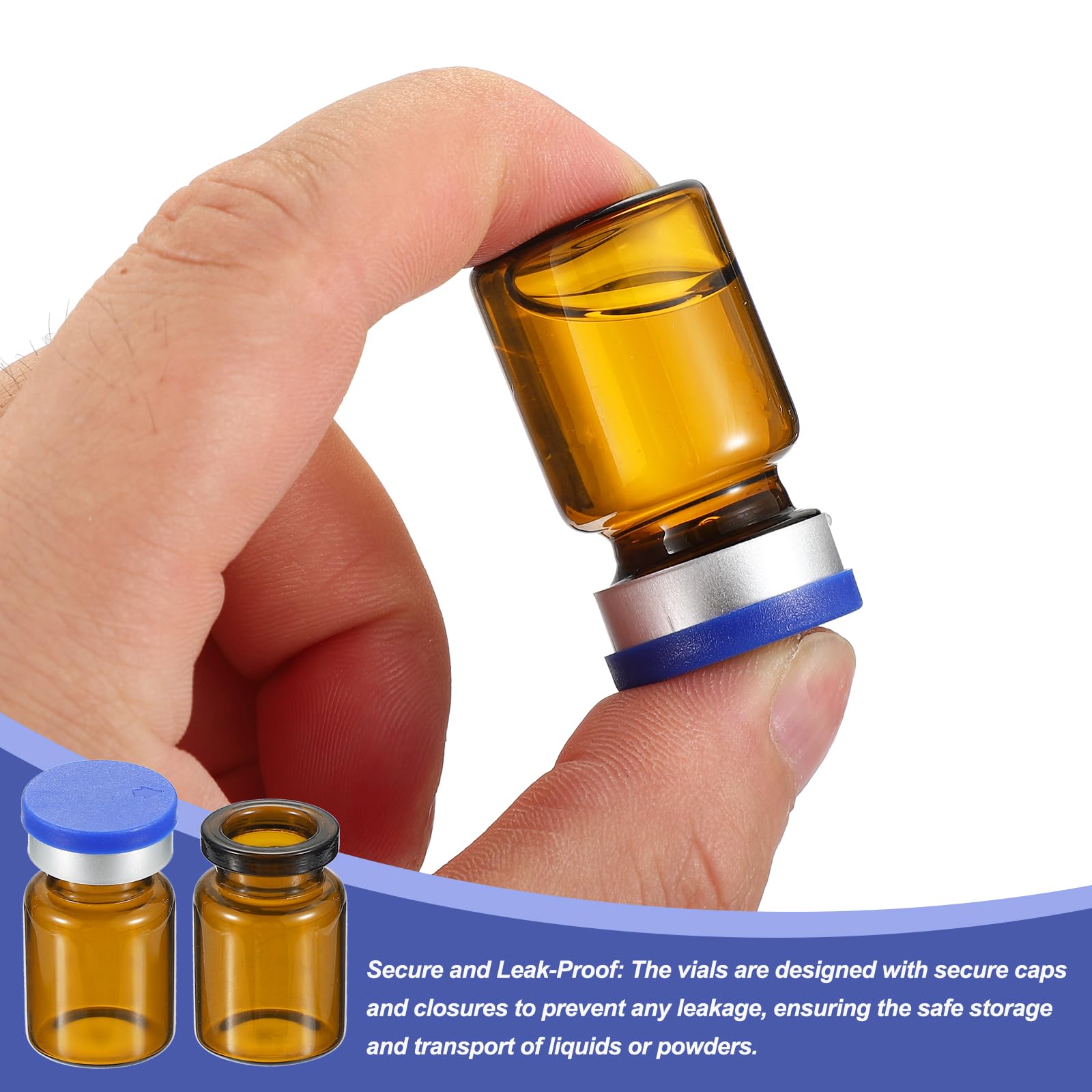 PATIKIL lot de 100 Flacons d'échantillons de 5 ml coques à sertir ambre
