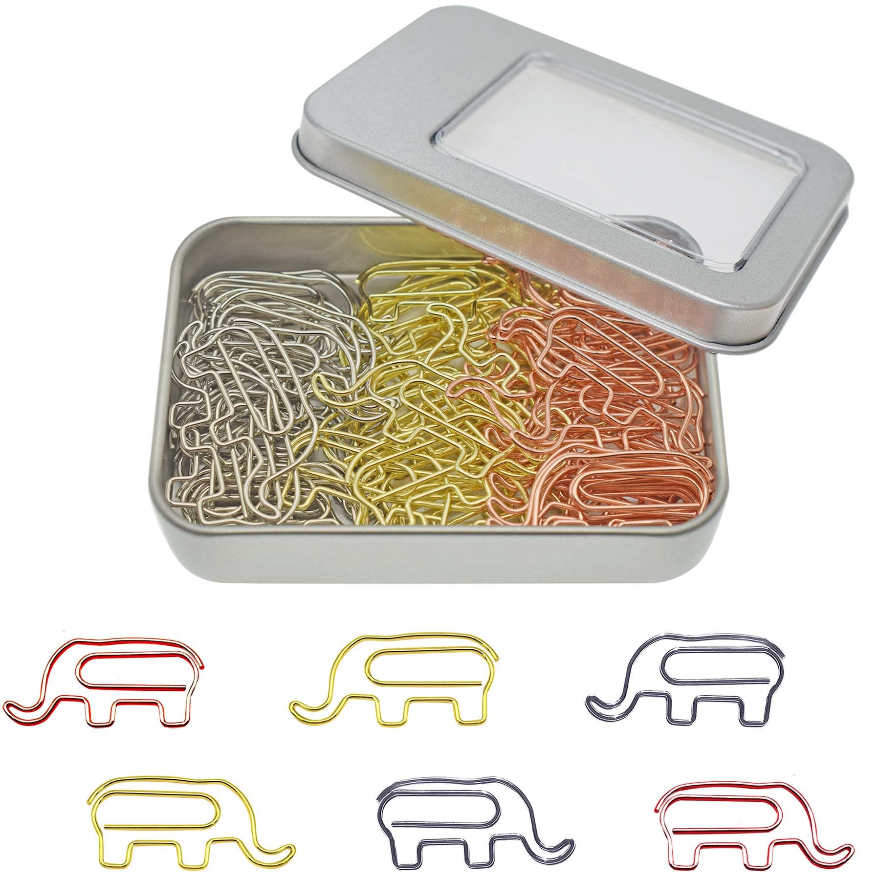 HiQin Elephant Shaped Paper Clips Decorative Paperclips, Cute Elephant Office Gifts, 60 Pcs