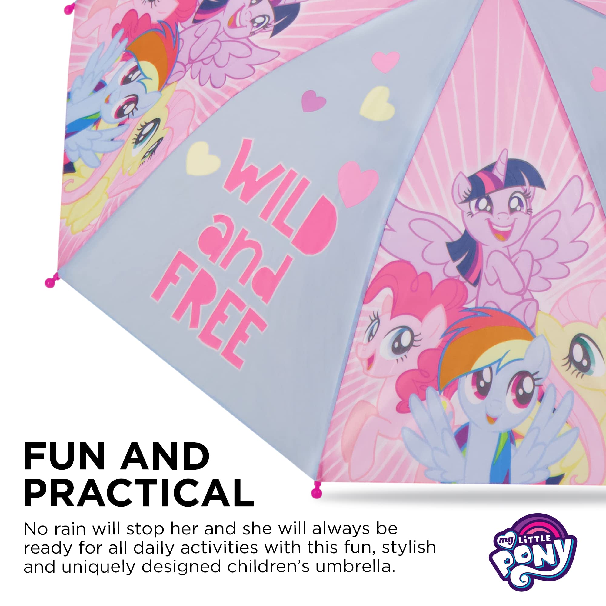 Hasbro Kids Umbrella, My Little Pony Toddler and Little Girl Rain Wear for Ages 3-6