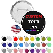 Bulk Custom Pin Buttons 1-1000PCS Personalized Black Pinback Metal Buttons with Photo/Text/Logo for Backpacks Hats Events Gifts