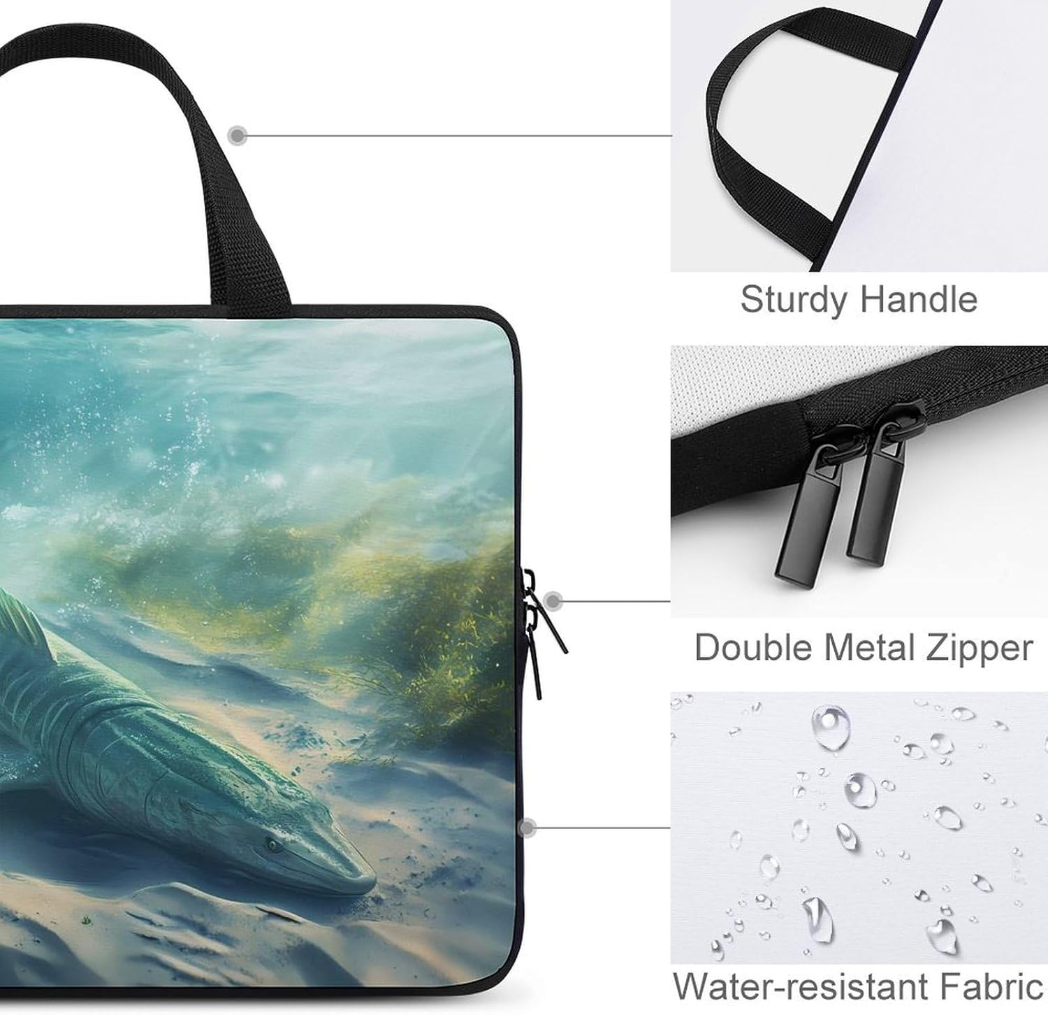 Sturgeon Fish Laptop Bag Lightweight Computer Bag Carrying Case for Work Business