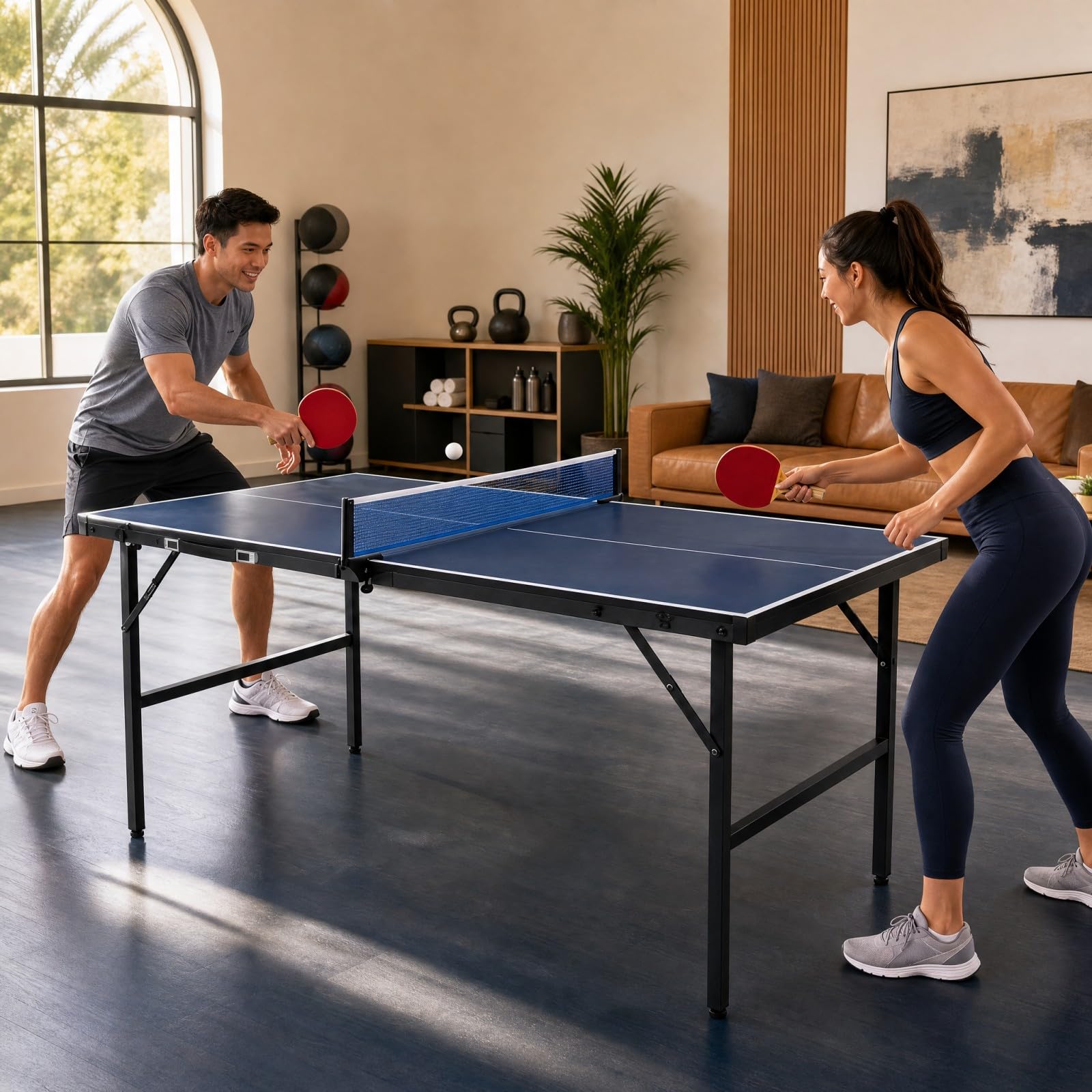 LIFEZEAL Mini tavolo da ping-pong in metallo, tavolo da tennis con rete, palle, pipistrelli, tavolo da ping pong pieghevole per esterni e interni