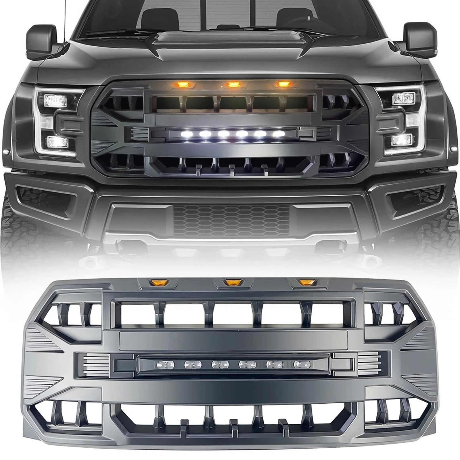 MEGAIE Front Grill Replacement for 2015-2017 F-150