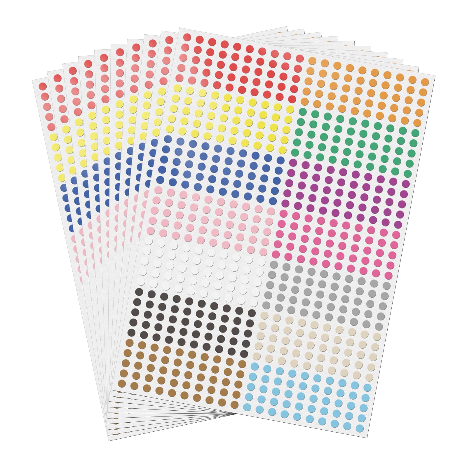 FINDAT 7000 PCS Multicolour Dot Stickers 6mm Colour Coding Labels Sticky Dots Waterproof Self Adhesive Circle Round Stickers for School DIY Calendar