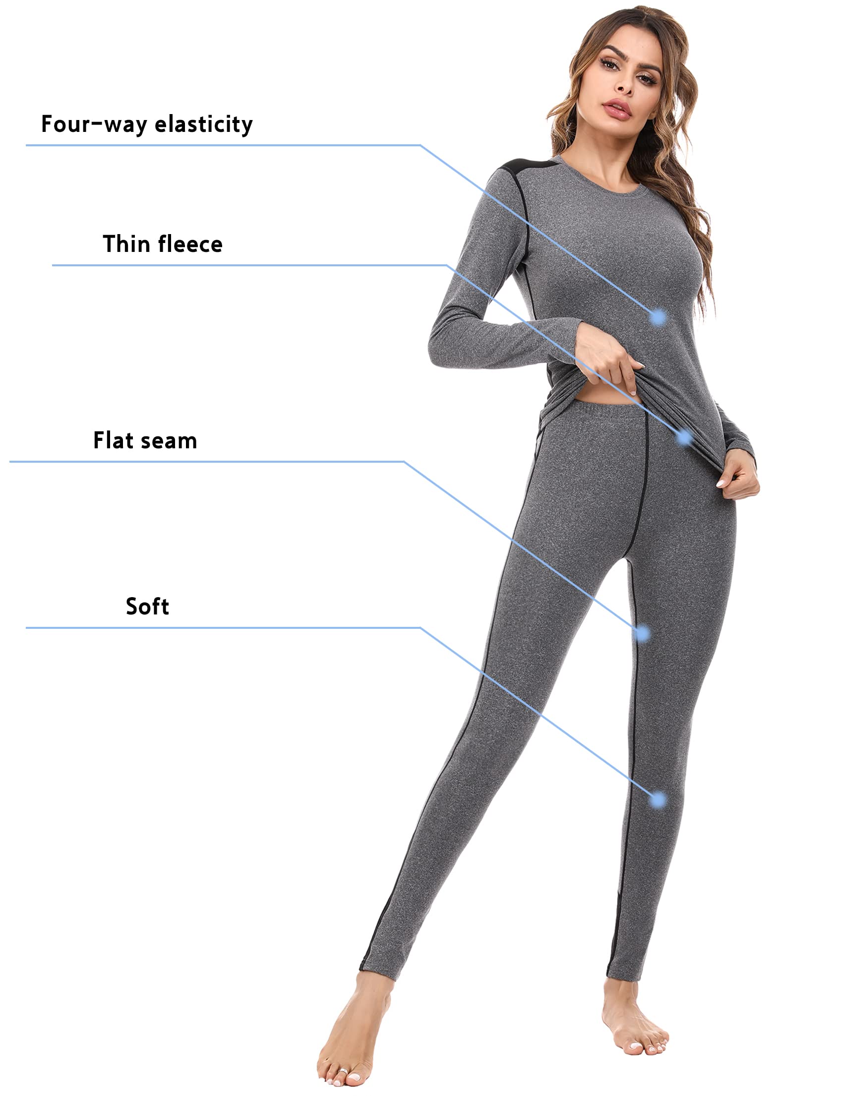 Terecey Ensembles Thermiques Femme sous-Vêtement Thermique Femme Chaud Haut Manches Longues et Pantalon Chaud Leggings Ski Hiver