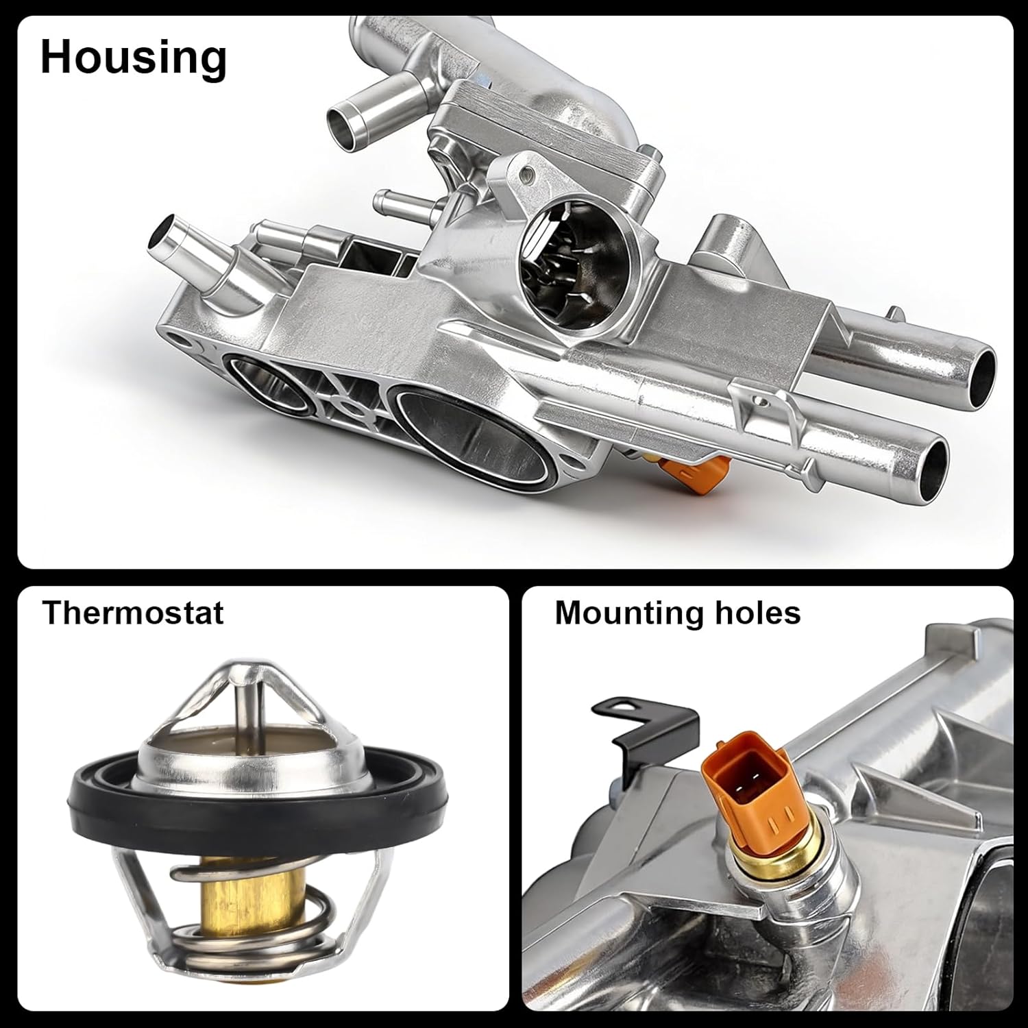 Engine Coolant Thermostat Housing Assembly Compatible with Hyundai Sonata 2011-2014, Santa Fe 2010-2012, Tucson 2010-2015, Santa Fe Sport 2013-2016 & Kia Optima 2011-2015, Sorento, Sportage 256002g500
