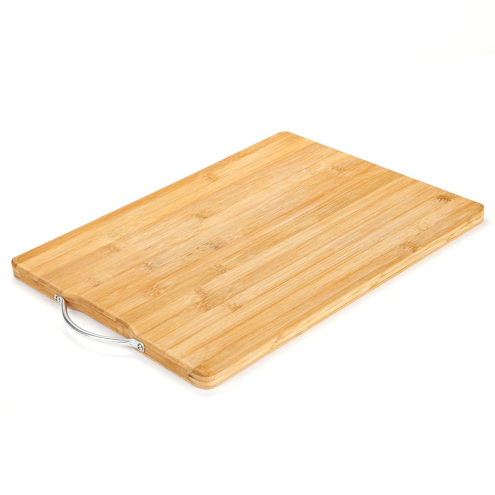 32nd Bamboo Wood Cutting Chopping Serving Board with Stainless Steel Handle Suitable for Meat Vegetables and Cheese - Image 3