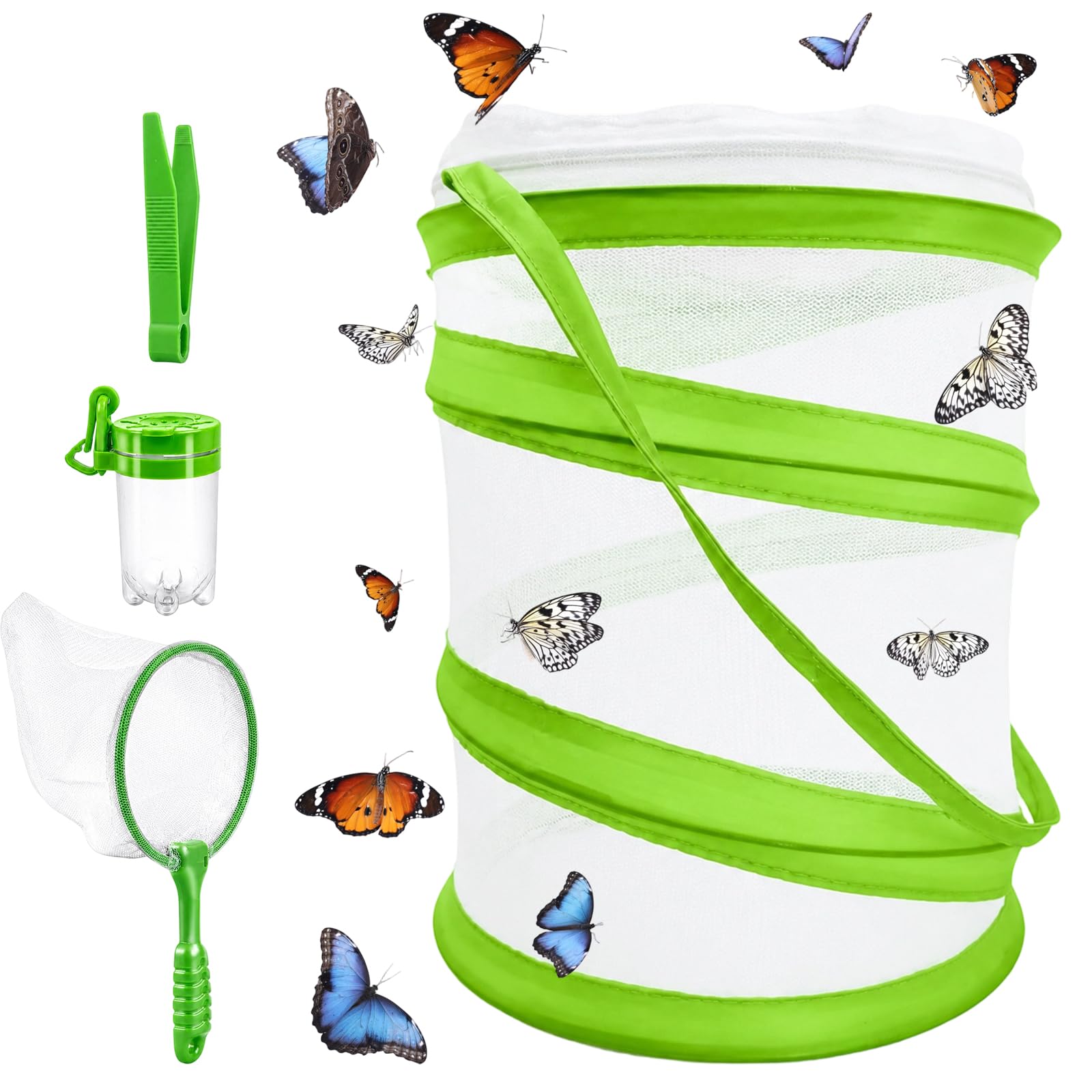 4PCS Butterfly Kit, Butterfly Hatching Kit, Butterfly Net, Butterfly Garden Kit, Outdoor Nature Observation