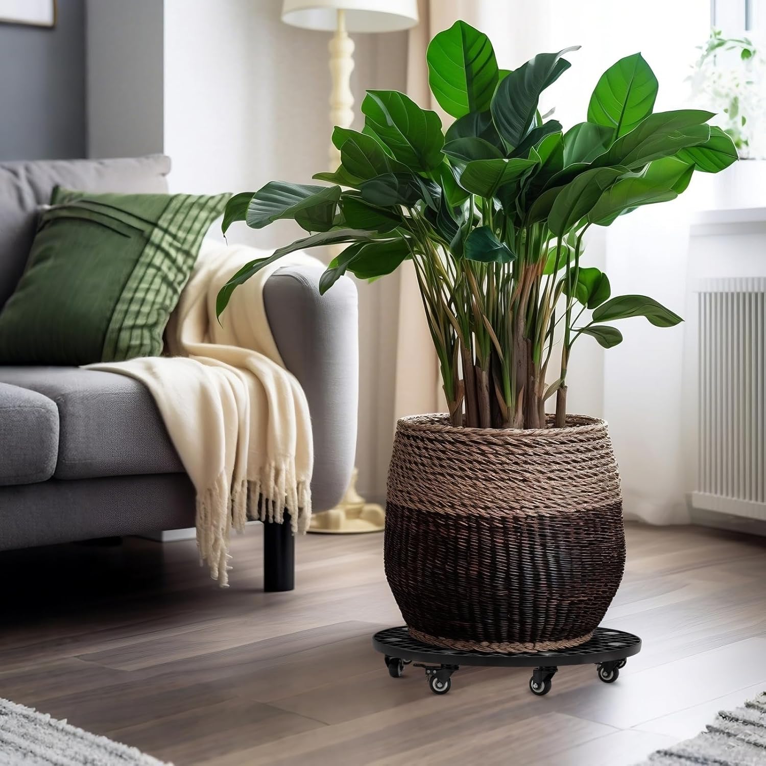 Plant Stand Garden Carrier Heavy Duty with Locking Wheels 26 Inch Plant Saucer Roller Dolly Base for Large Potted Fish Tank Trees up to 1600lbs PU Wheels with Brakes Mover Indoor Outdoor