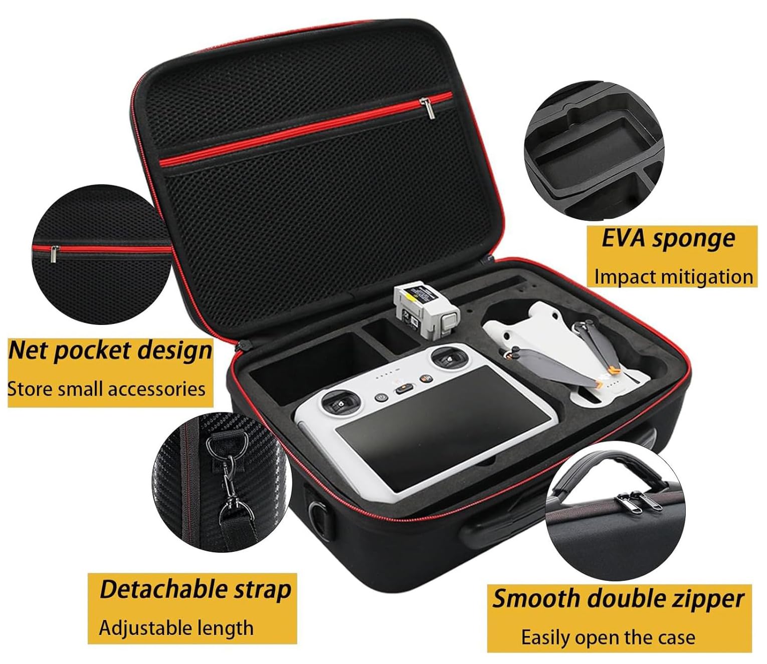 Estuche de Transporte para dji Mini 3/Mini 3 Pro, Bolsa de Almacenamiento Viaje Portátil Impermeable Hardshell, Funda para Accesorios con Correa de Hombro