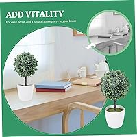 Vista 6 de Planta artificial esférica en maceta, maceta artificial, árbol en maceta, bolas de topiario artificial, plantas de escritorio, decoración de plantas