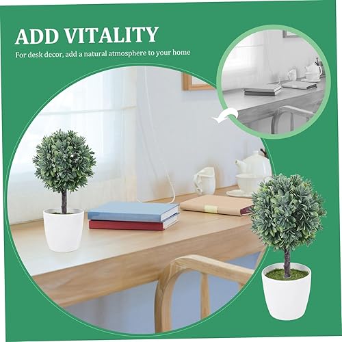 Miniatura 6 de Planta artificial esférica en maceta, maceta artificial, árbol en maceta, bolas de topiario artificial, plantas de escritorio, decoración de plantas
