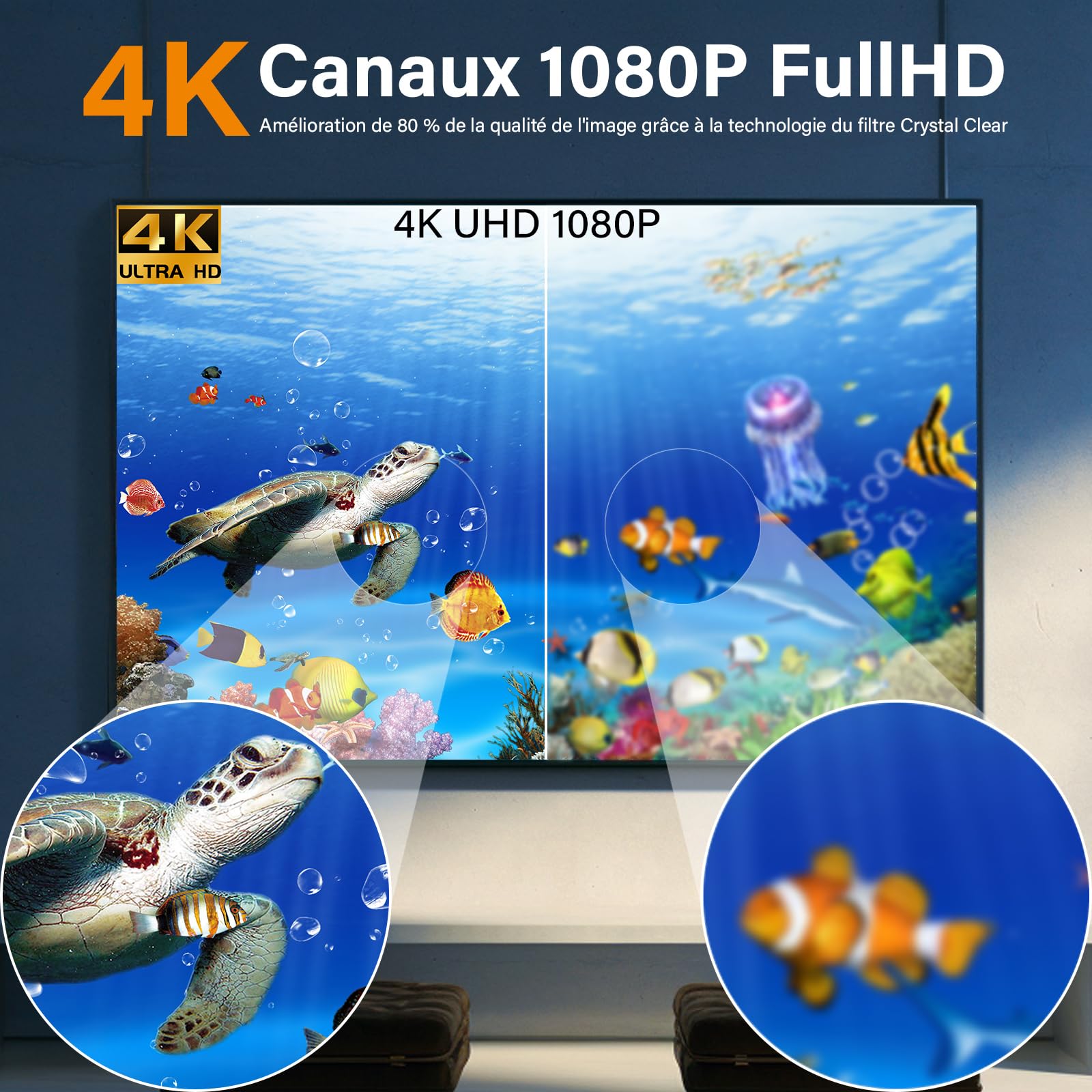 Antenne TV Intérieure Puissante TNT,Antenne TNT IntéRieur avec Amplificateur de Signal à Gain Élevé,Réception Longue Portée à 360°,Compatible avec Smart TV 4K/1080P/Tous Les TVs