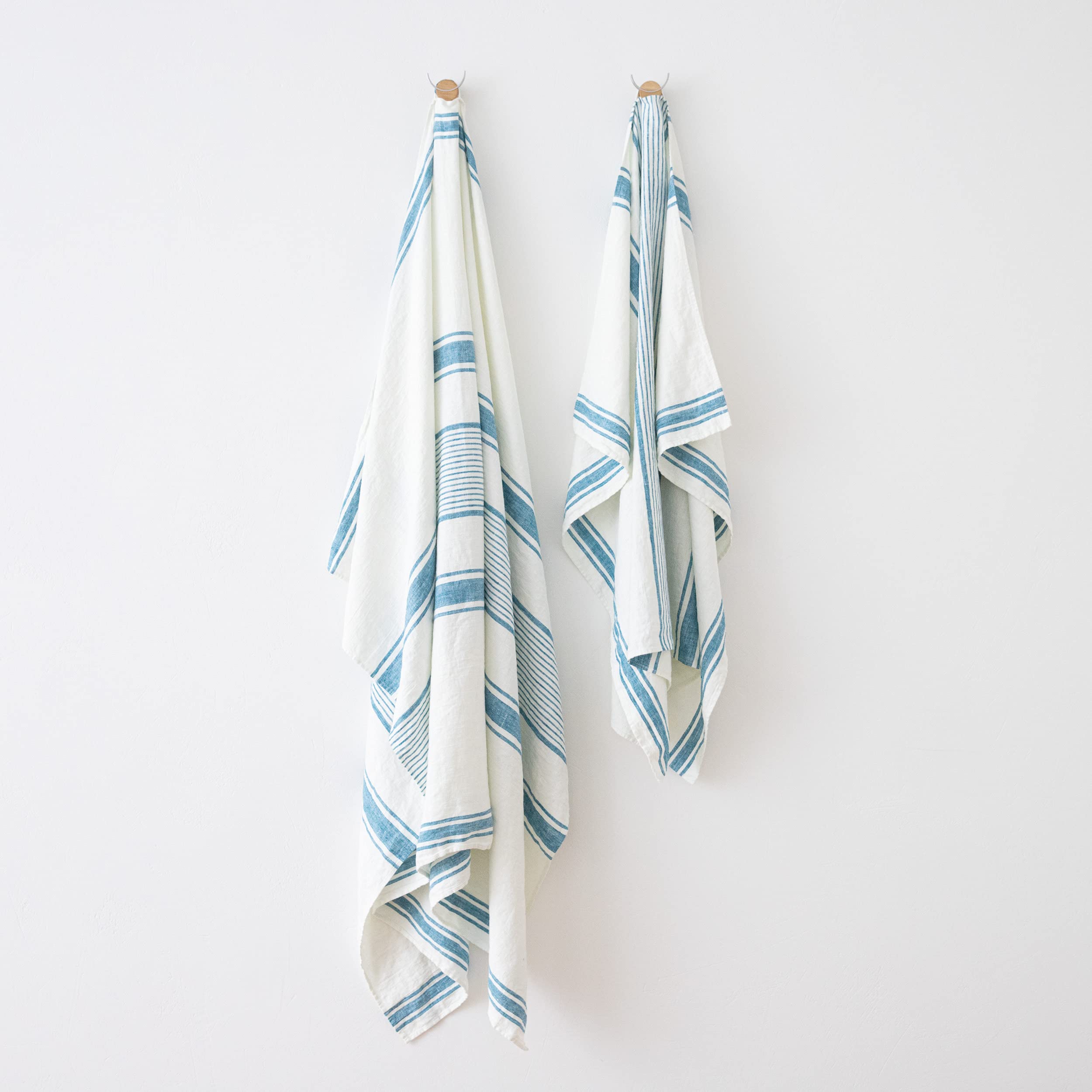 LinenMe Toalla de Playa de Lino Tuscany Marine Blue, 134 x 180 cm