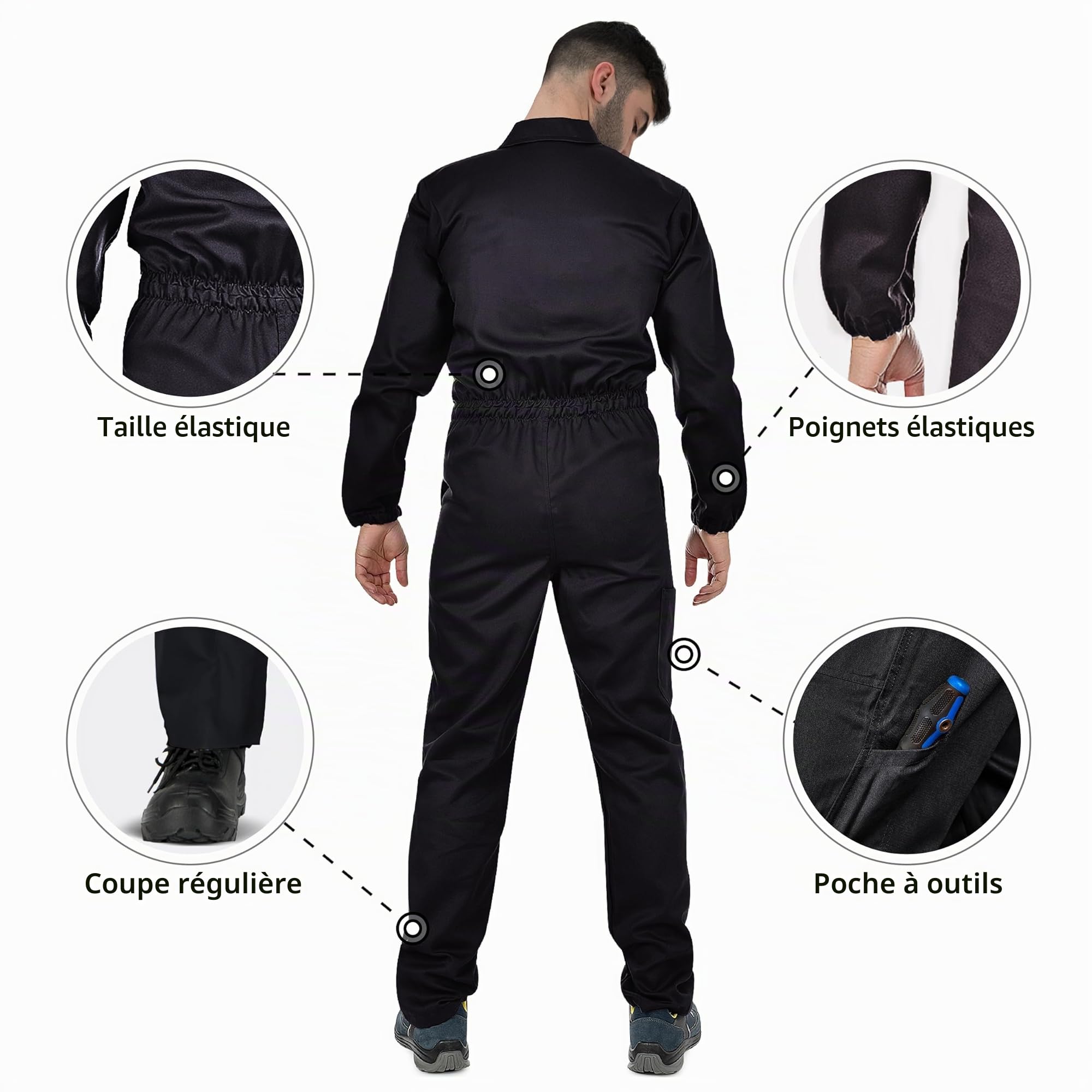 BWOLF ANAX Combinaison Travail Salopette De Travail Homme Bleu de Travail Homme - 100% Coton