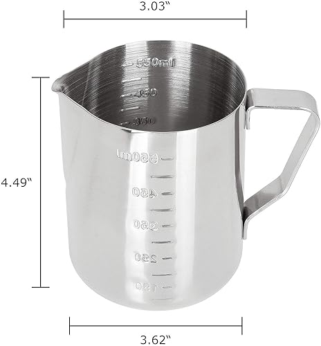 Miniatura 2 de Jarra de espuma de leche de 20 oz20.3 fl oz, jarra de acero inoxidable, jarra de espuma de leche, jarra de café expreso, capuchino, jarra de leche