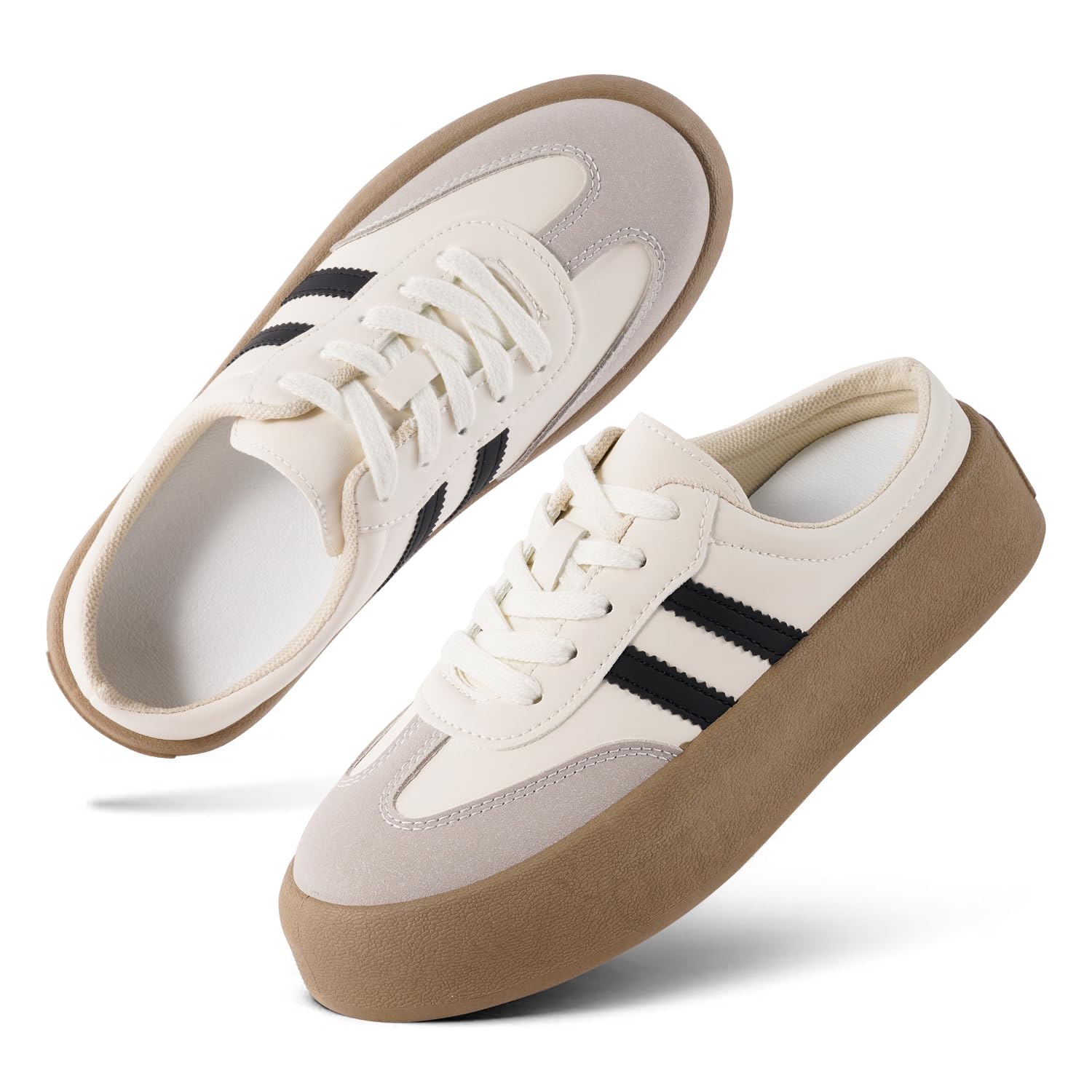 Backless Tennis Shoes for Women Wide Mule Sneakers Slip on Backless Sneakers Platform Canvas Mules Non Slip Chunky Thick Sole Lace Up Breathable Mesh