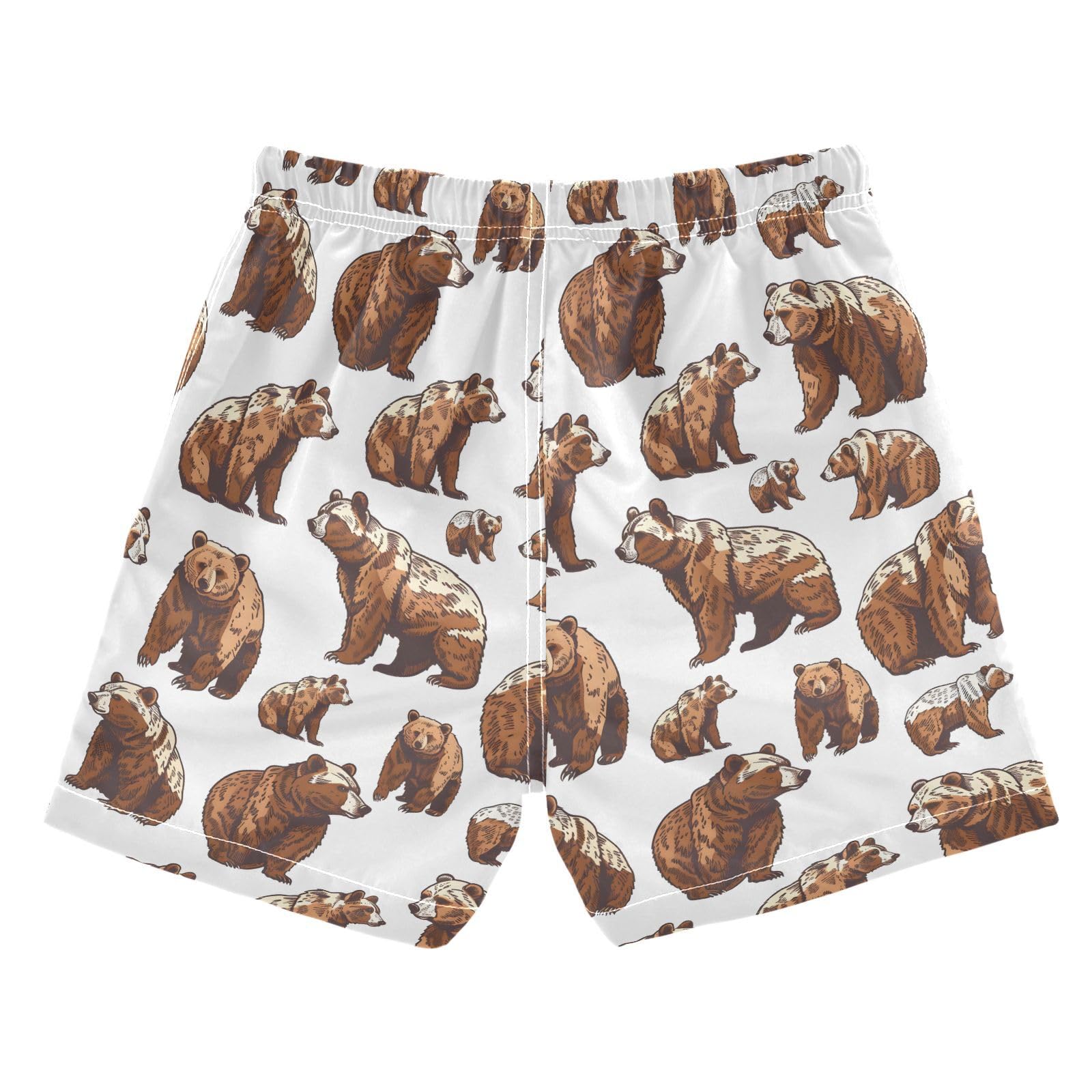 ALAZA Cute Bear Watercolor Boys' Swim Trunks Beach Shorts Quick Dry Swimsuit 3T