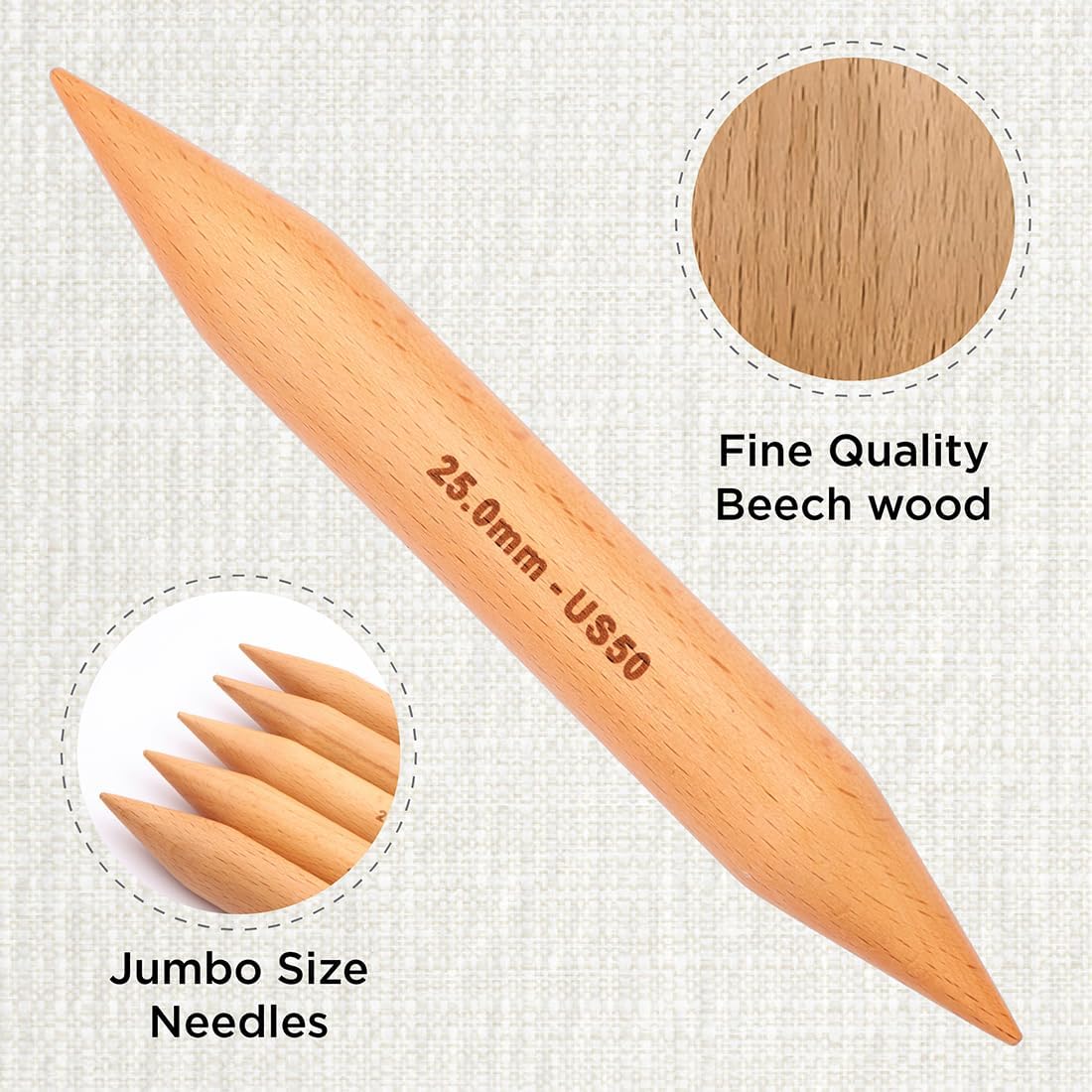 KnitPro Jumbo Double Pointed Needles 8" (20cm) | US Size 50 (25mm)
