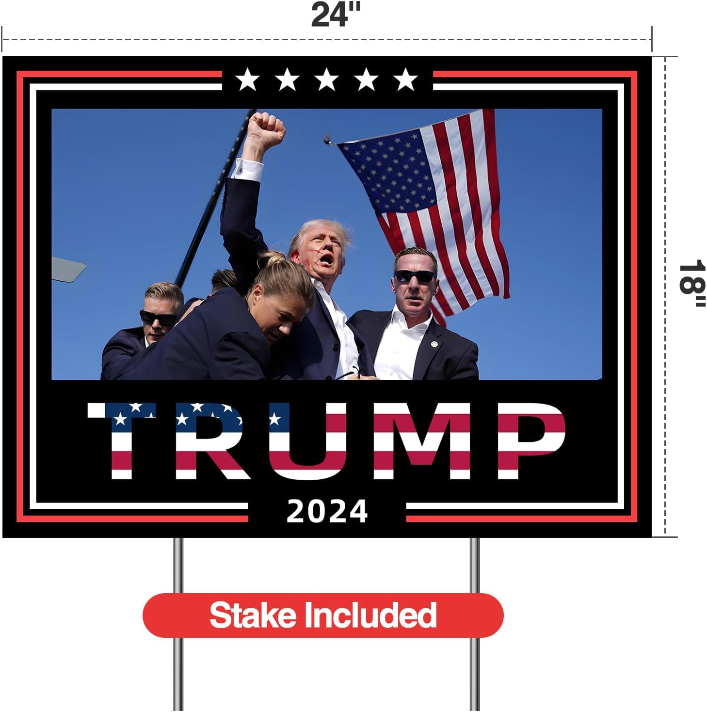 Trump Yard Signs 2024, Fight Fight Fight Sign Double Sided Fade Resistant 18" x 24" with Metal H-Stakes, Trump Campaign Rally Placard Outdoor Lawn Decoration 2pack