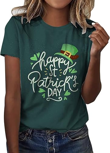 Cute Summer Tops for Women Women's St. Patrick's Day Graphic T-Shirt Short Sleeve Tops Loose Fit Casual Tee